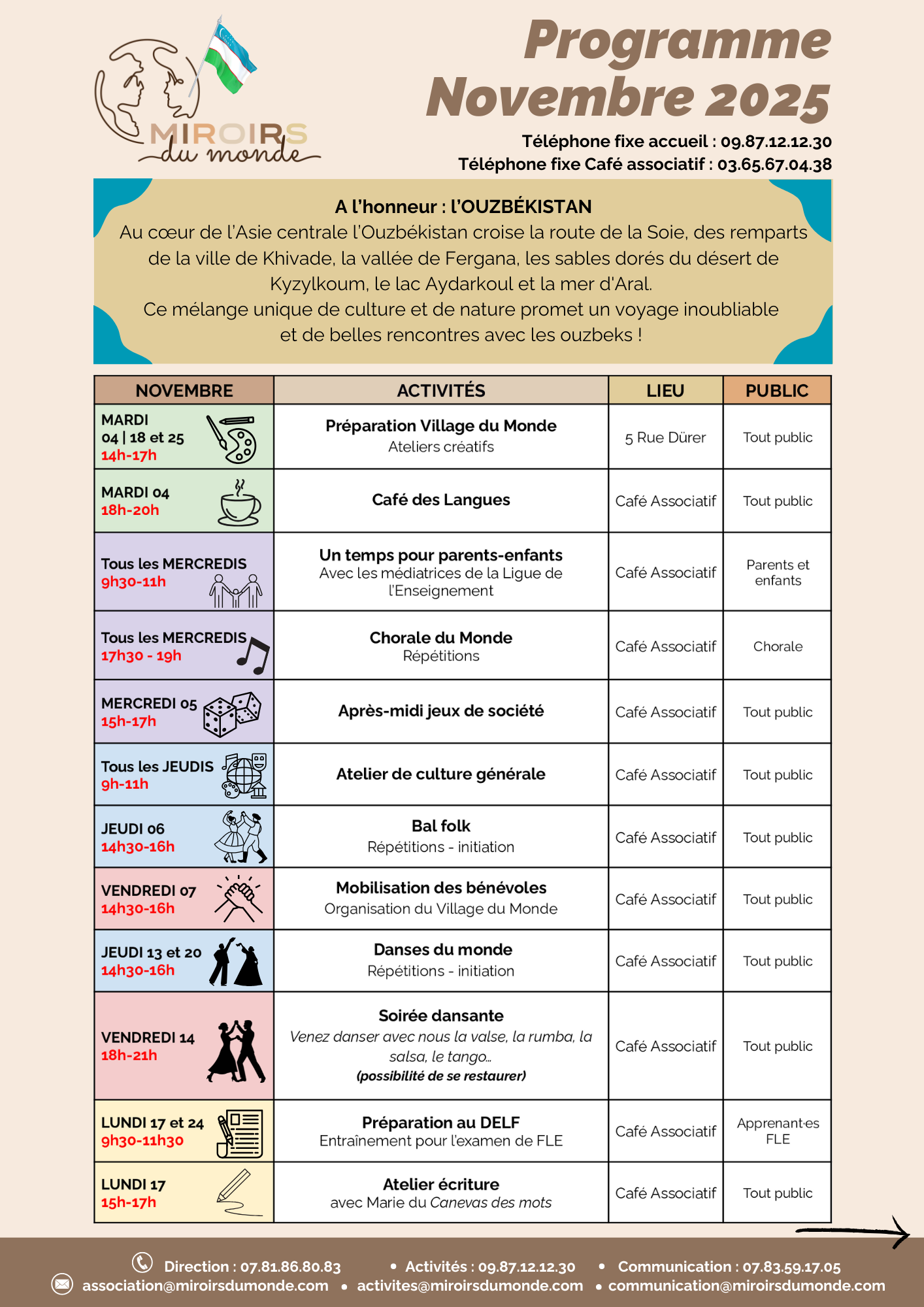 Miroirs du Monde - programme novembre page 1