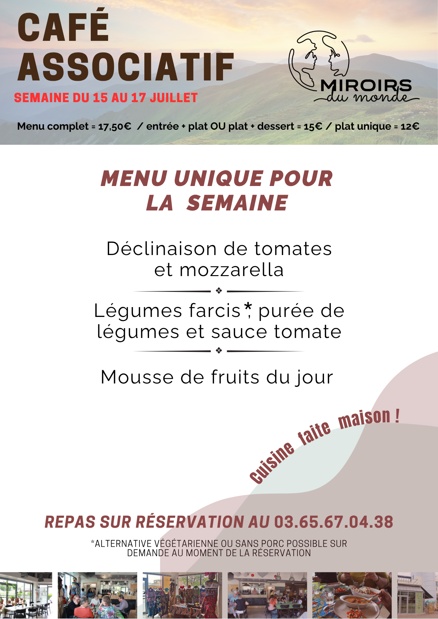 Menu de la semaine - café associatif miroirs du monde Menu de la semaine - café associatif miroirs du monde