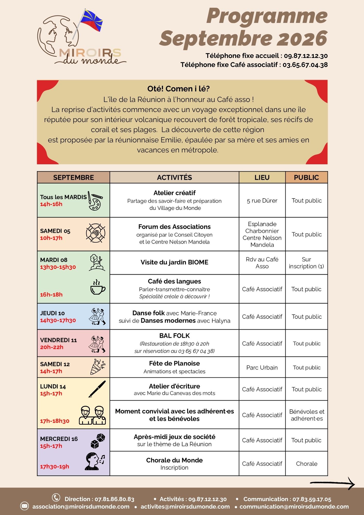 Miroirs du monde - programme septembre